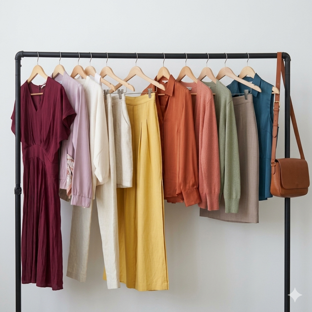 Curated seasonal clothing rack